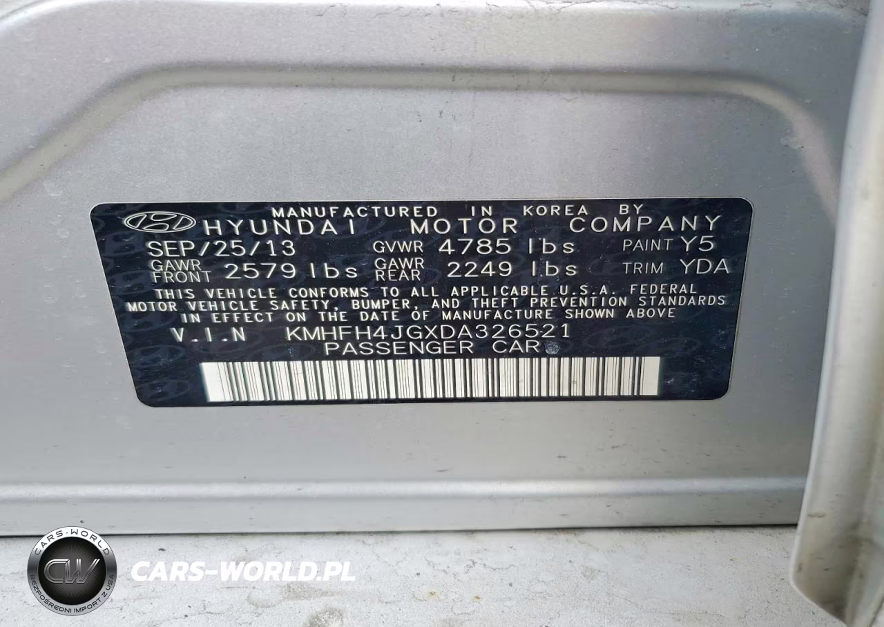 2013 Hyundai Azera Base VIN:KMHFH4JGXDA326521 - 13