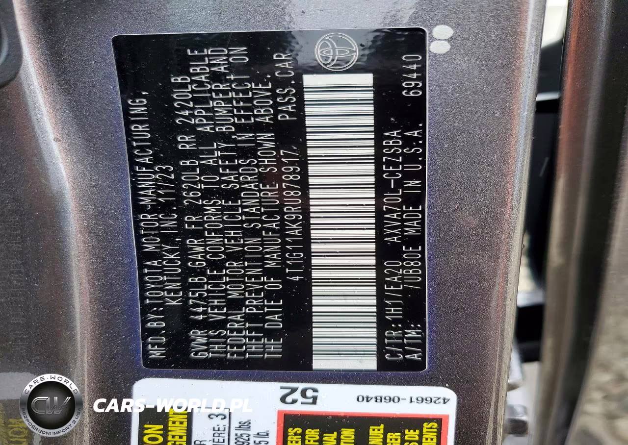 2024 Toyota Camry Se VIN:4T1G11AK9RU878917 - 12