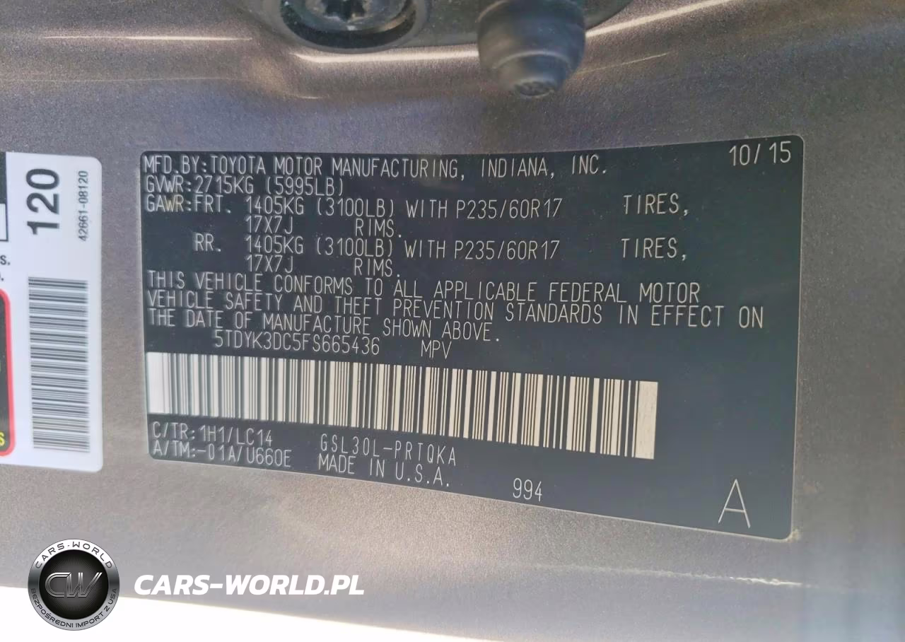 2015 Toyota Sienna Xle 8-Passenger VIN:5TDYK3DC5FS665436 - 13