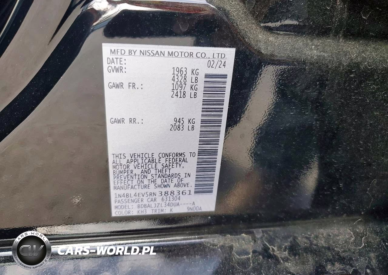 2024 Nissan Altima 2.5 Sl VIN:1N4BL4EV5RN388361 - 12