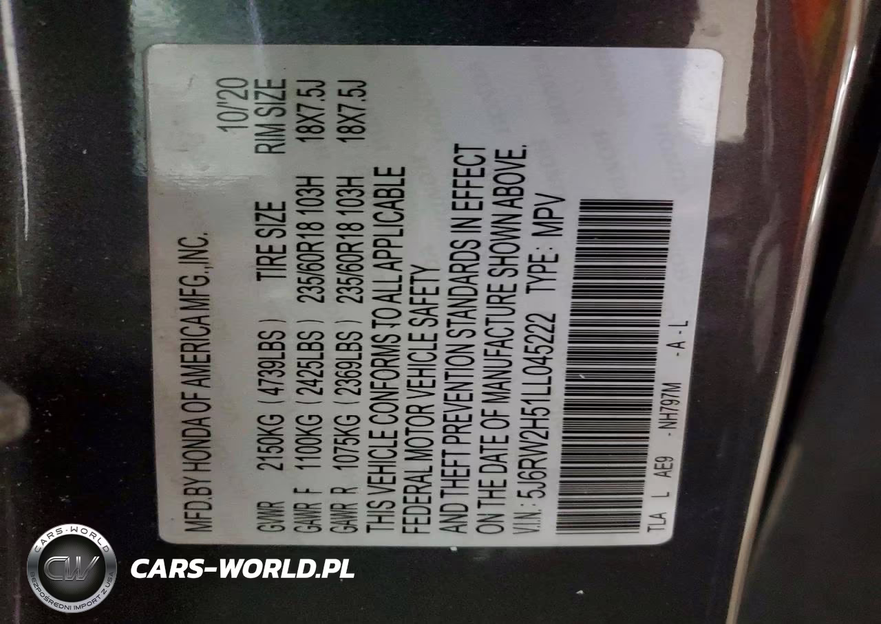 2020 Honda Cr-V Ex VIN:5J6RW2H51LL045222 - 13
