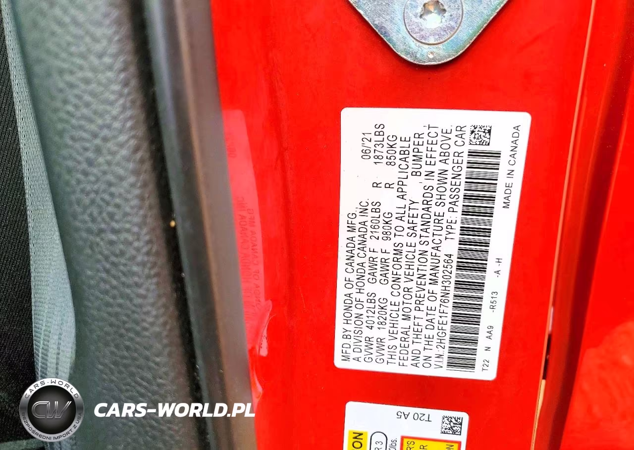 2022 Honda Civic VIN:2HGFE1F76NH302564 - 13