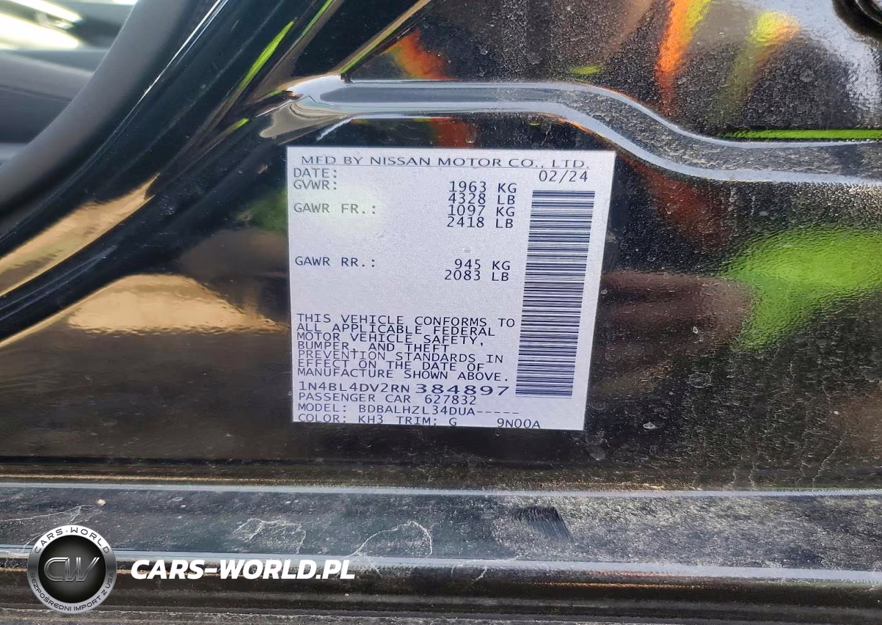 2024 Nissan Altima 2.5 Sv VIN:1N4BL4DV2RN384897 - 12
