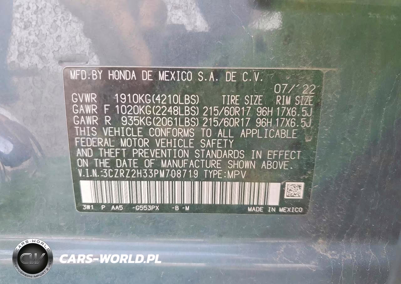2023 Honda Hr-V Lx VIN:3CZRZ2H33PM708719 - 13