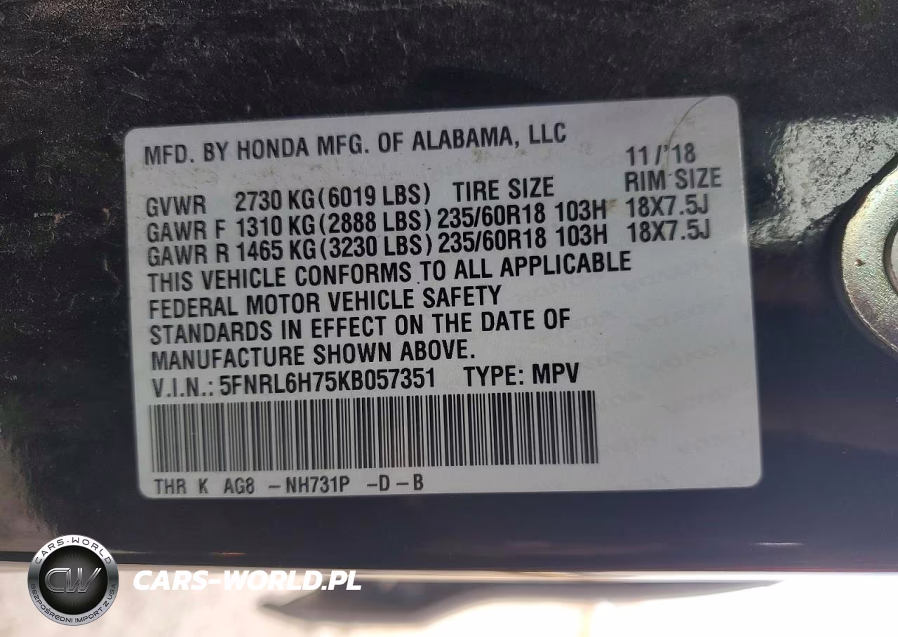 2019 Honda Odyssey Exl VIN:5FNRL6H75KB057351 - 14