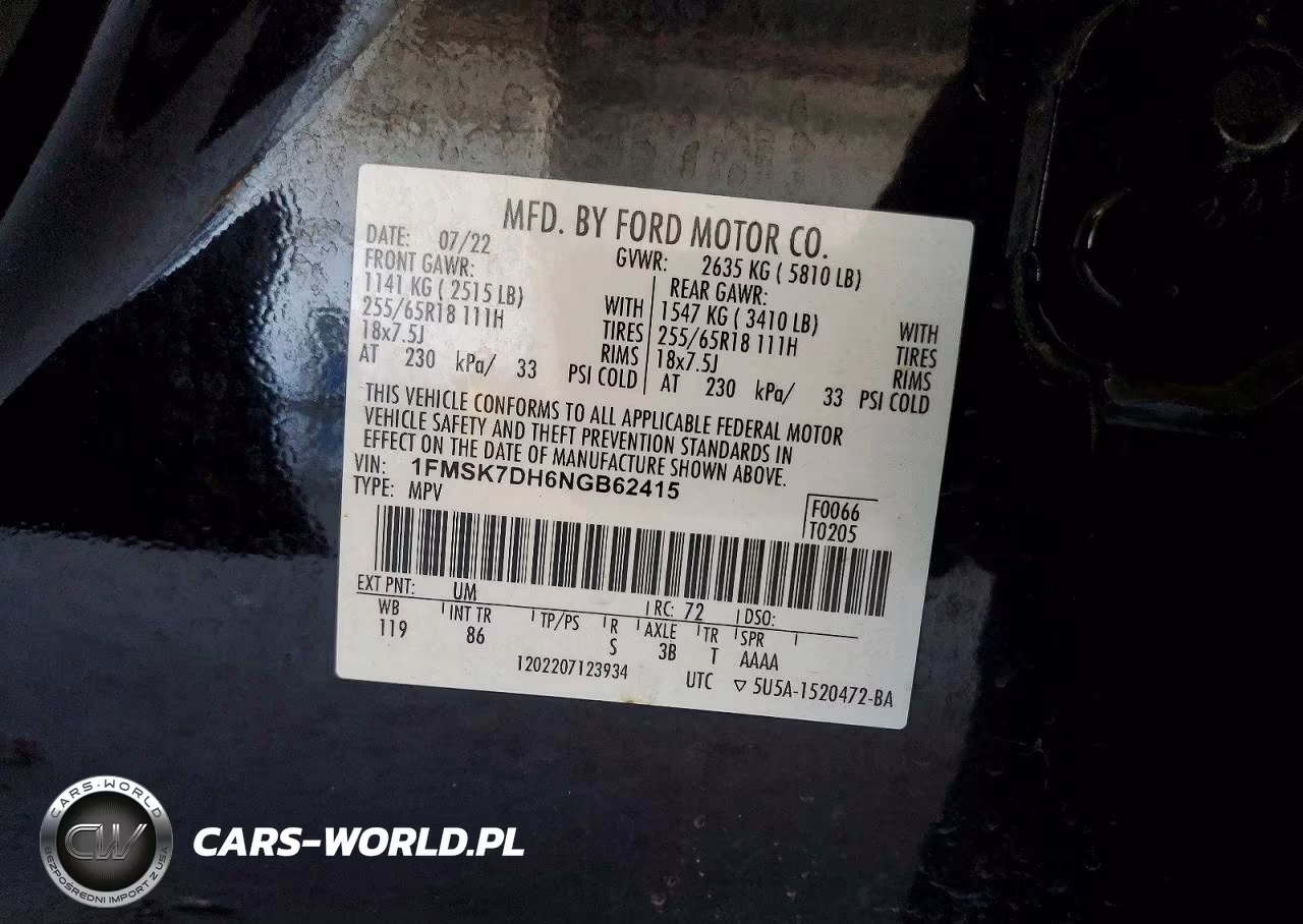 2022 Ford Explorer Xlt VIN:1FMSK7DH6NGB62415 - 14