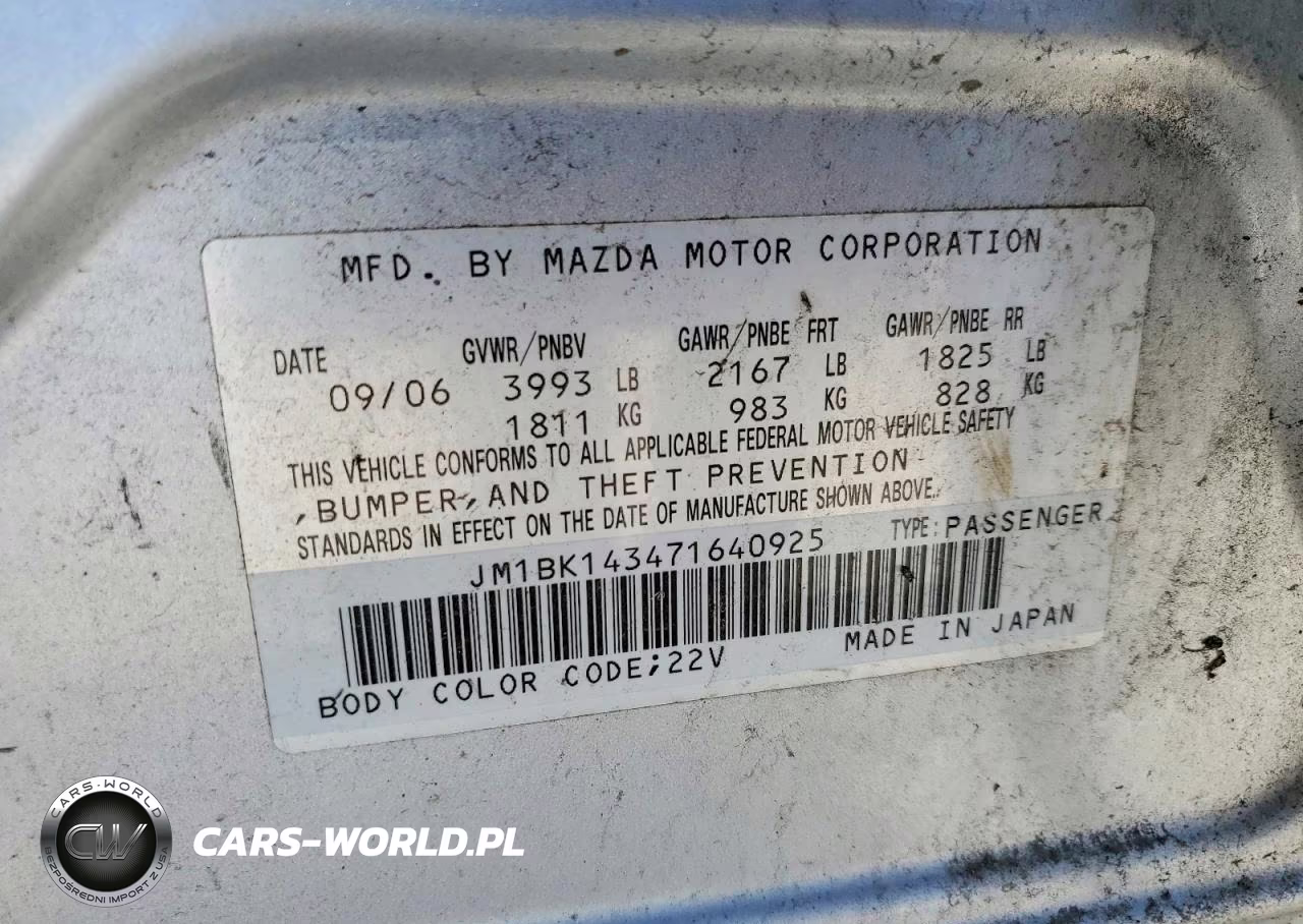 2007 Mazda 3 Hatchback VIN:JM1BK143471640925 - 13
