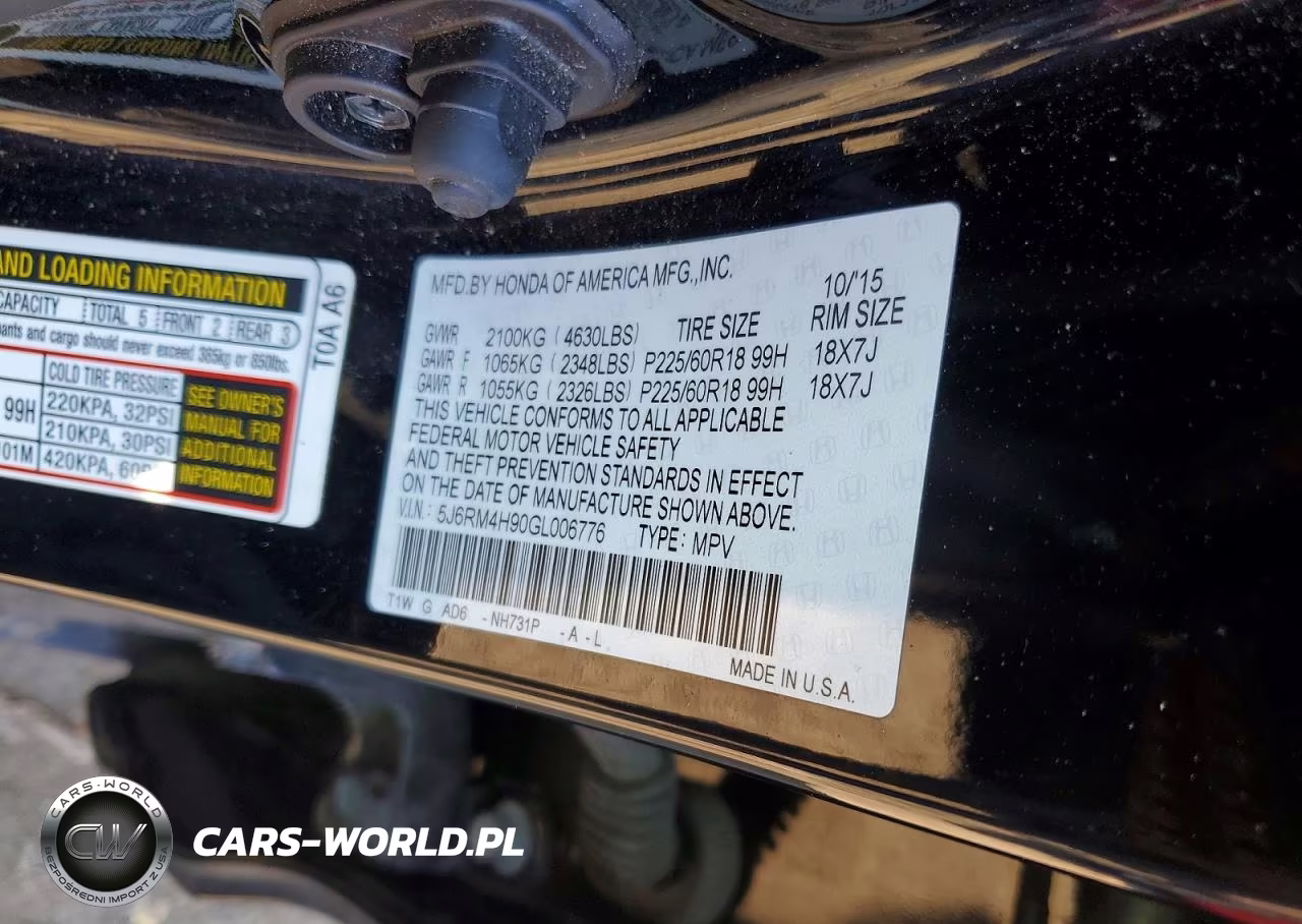 2016 Honda Cr-V Touring VIN:5J6RM4H90GL006776 - 13