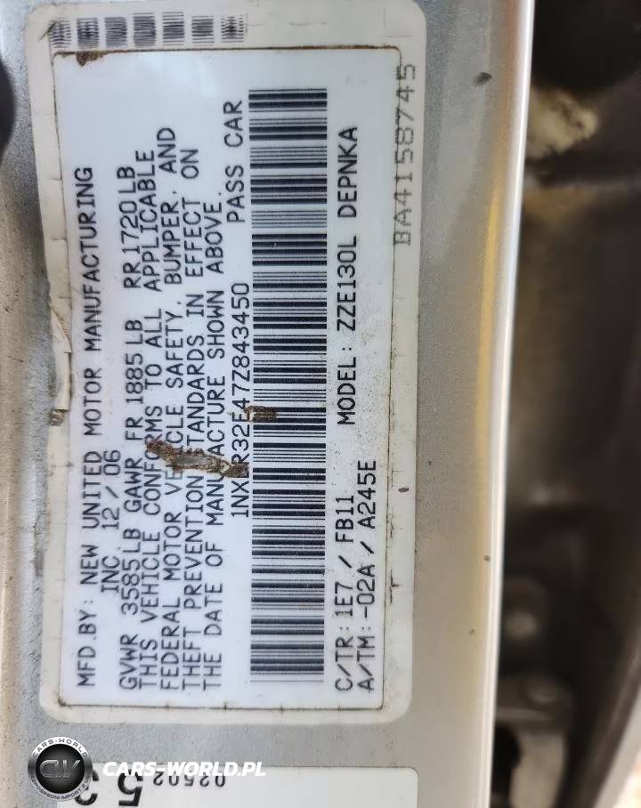 2007 Toyota Corolla Le VIN:1NXBR32E47Z843450 - 12