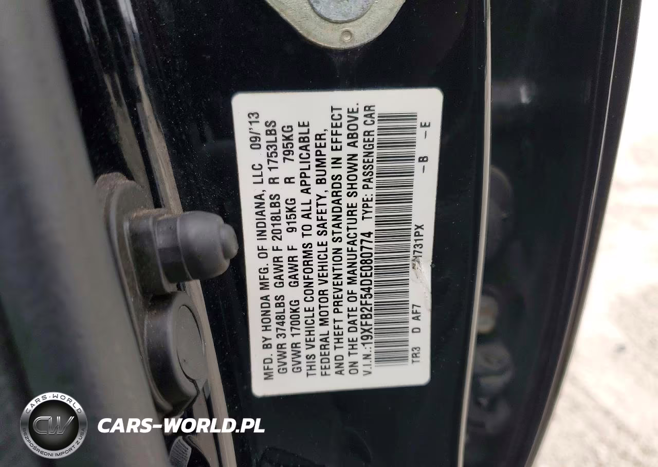2013 Honda Civic Lx VIN:19XFB2F54DE080774 - 12