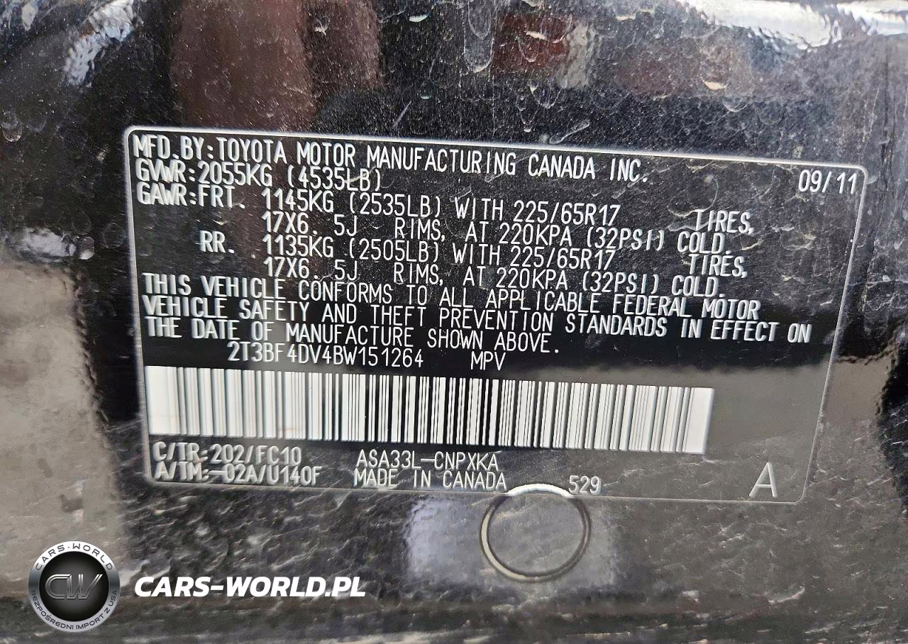2011 Toyota Rav4 Base VIN:2T3BF4DV4BW151264 - 13