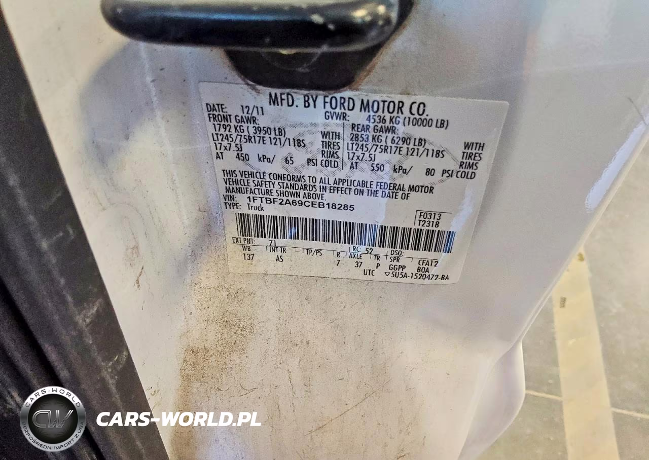 2012 Ford F250 Super Duty VIN:1FTBF2A69CEB18285 - 12