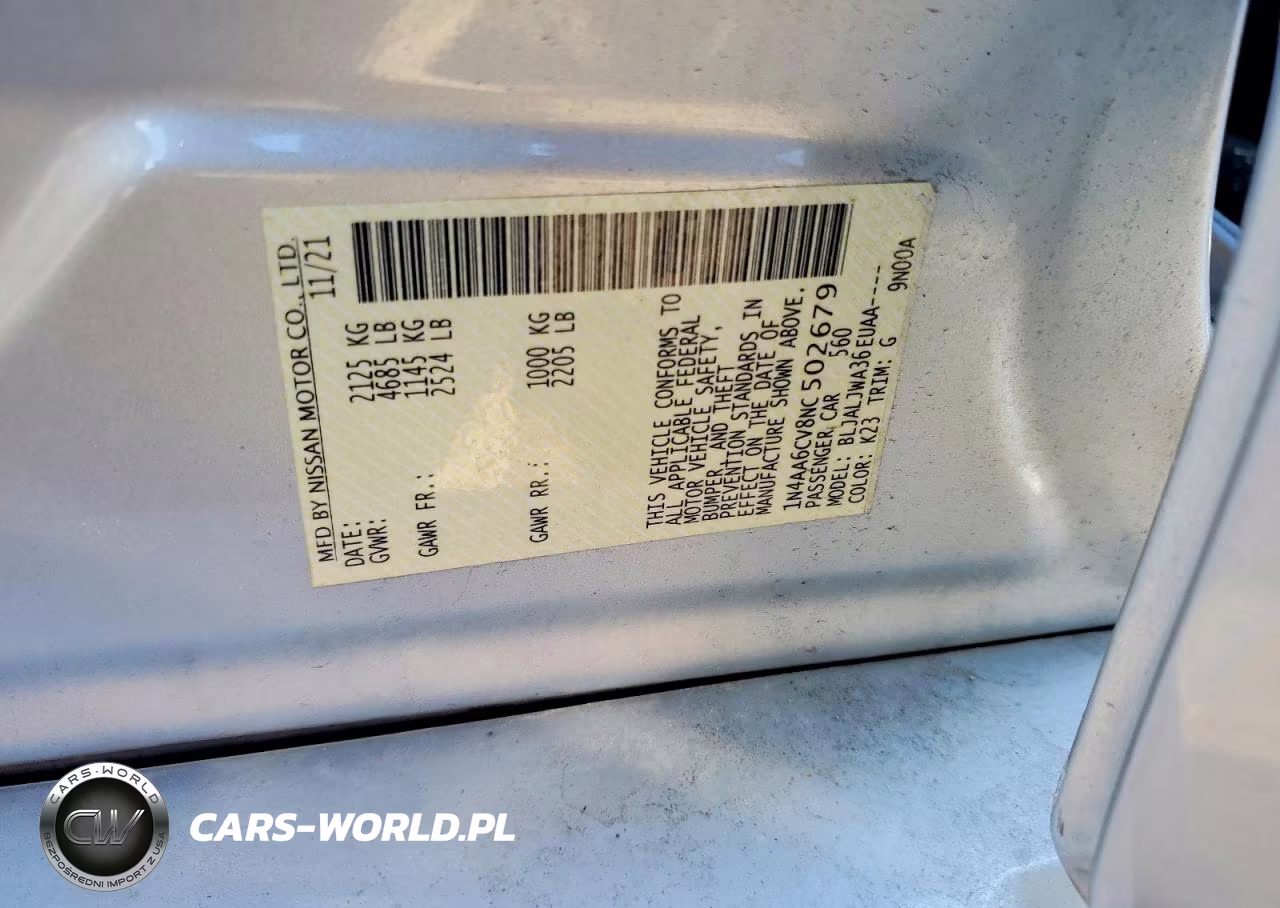 2022 Nissan Maxima 3.5 Sv VIN:1N4AA6CV8NC502679 - 12