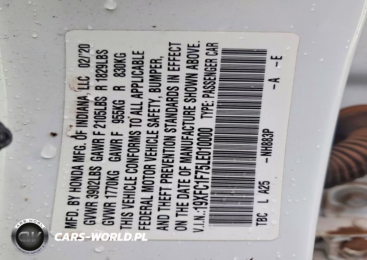 2020 Honda Civic Exl VIN:19XFC1F75LE010000 - 12