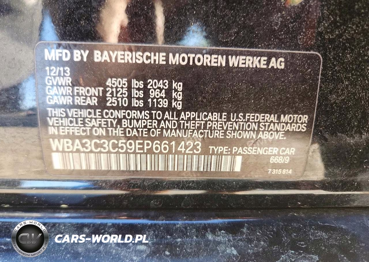2014 BMW 320 I xDrive VIN:WBA3C3C59EP661423 - 13