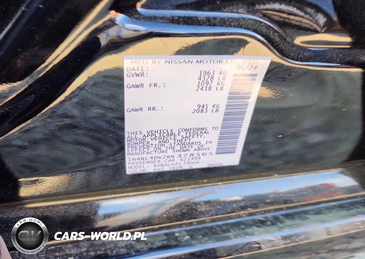 2024 Nissan Altima 2.5 Sv VIN:1N4BL4DV2RN378565 - 12