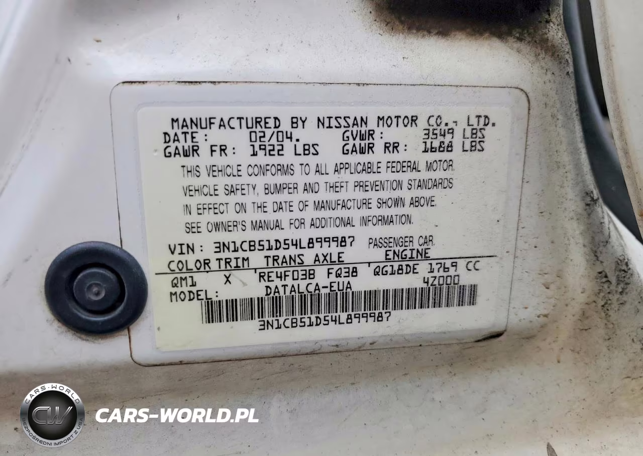 2004 Nissan Sentra 1.8 VIN:3N1CB51D54L899987 - 13