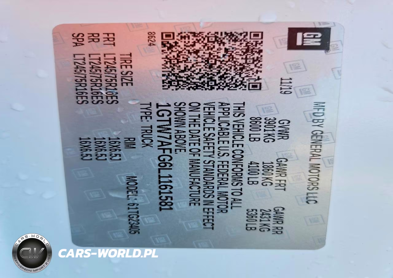 2020 GMC Savana 2500 Cargo Delivery Van VIN:1GTW7AFG6L1161581 - 14