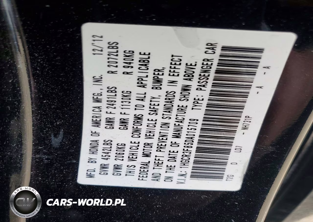 2013 Honda Accord Exl VIN:1HGCR3F85DA015709 - 12