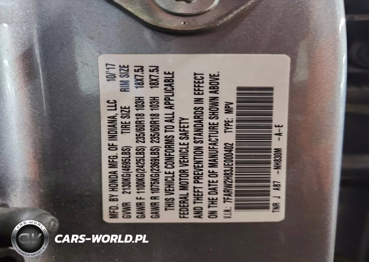 2018 Honda Cr-V Exl VIN:7FARW2H83JE000402 - 14