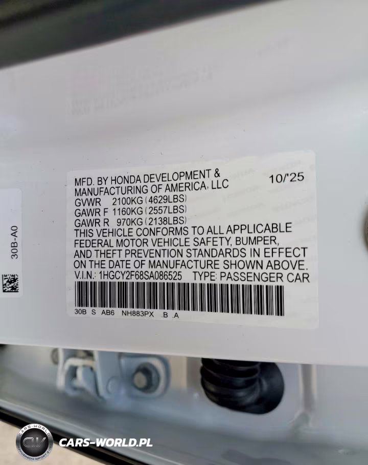 2025 Honda Accord VIN:1HGCY2F68SA086525 - 12