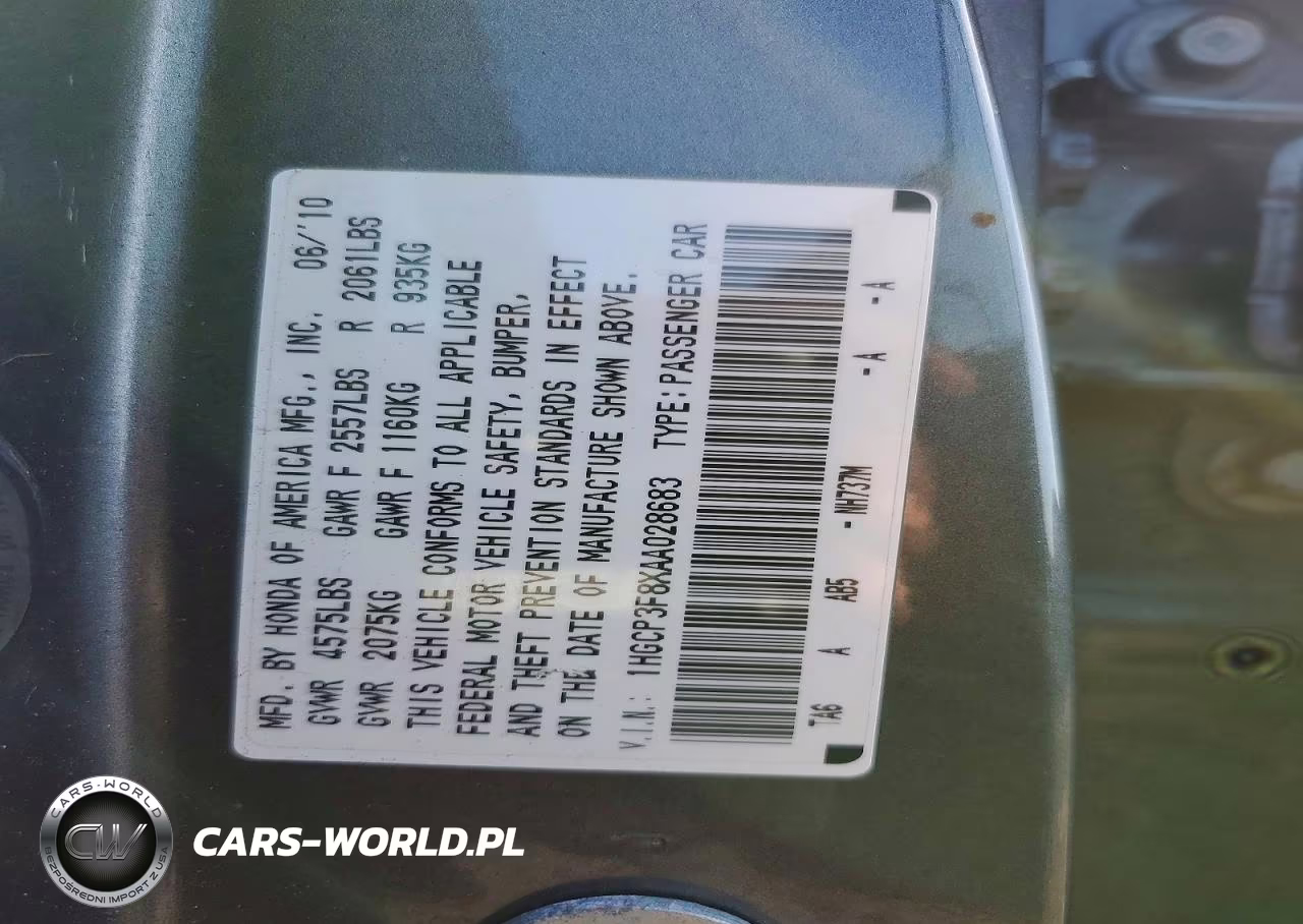 2010 Honda Accord Exl VIN:1HGCP3F8XAA028683 - 12
