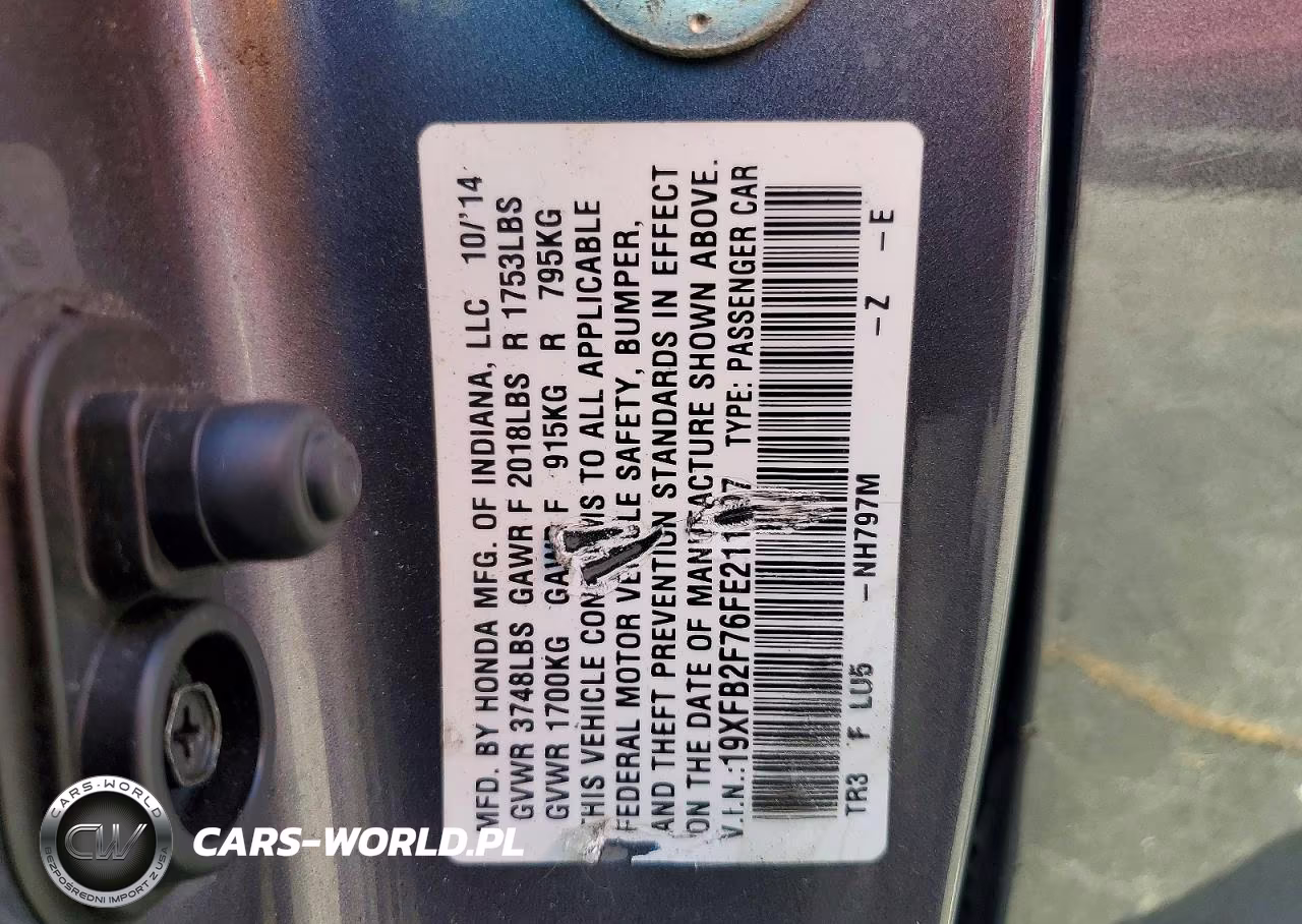 2015 Honda Civic Se VIN:19XFB2F76FE211997 - 12