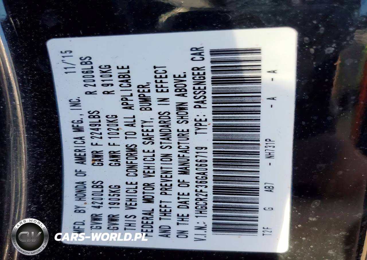 2016 Honda Accord Lx VIN:1HGCR2F36GA066719 - 12