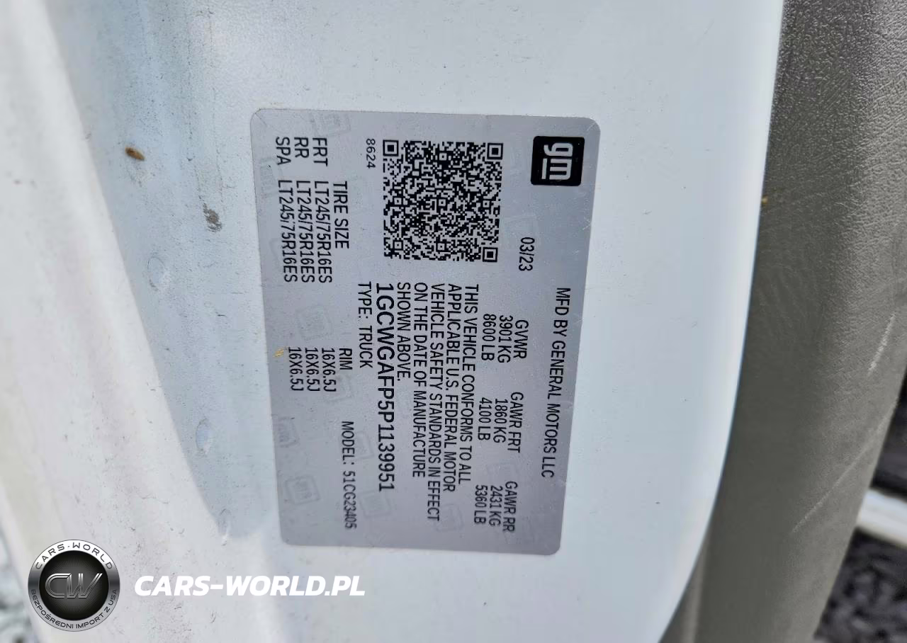 2023 Chevrolet Express 2500 Cargo Delivery Van VIN:1GCWGAFP5P1139951 - 13