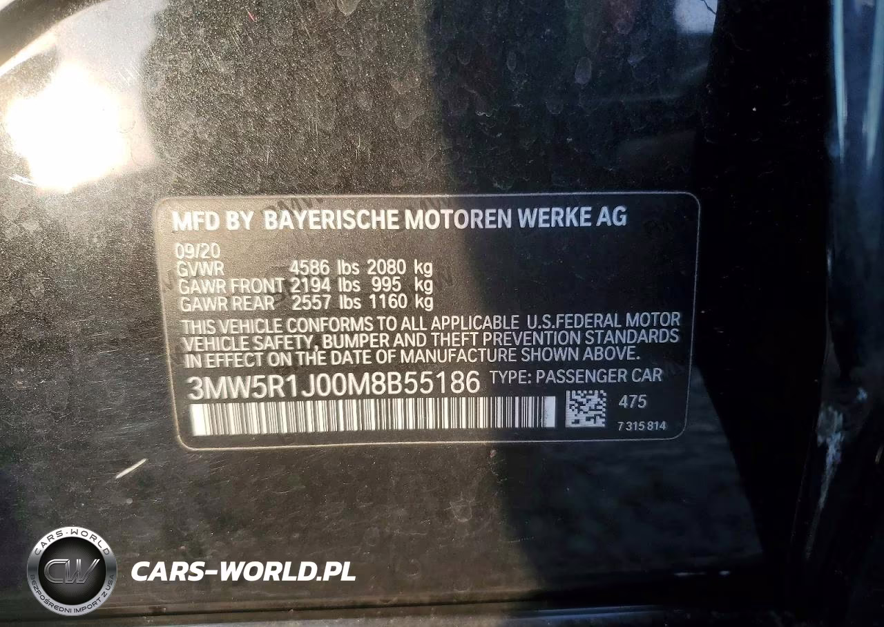 2021 BMW 330I VIN:3MW5R1J00M8B55186 - 12