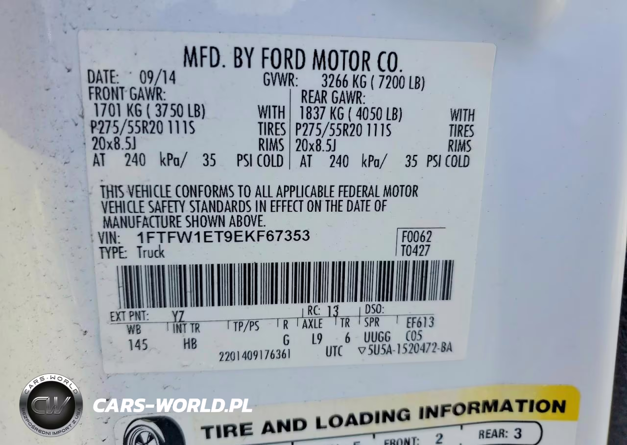 2014 Ford F150 Supercrew VIN:1FTFW1ET9EKF67353 - 12