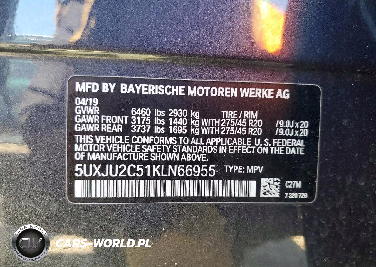 2019 BMW X5 xDrive50I VIN:5UXJU2C51KLN66955 - 14