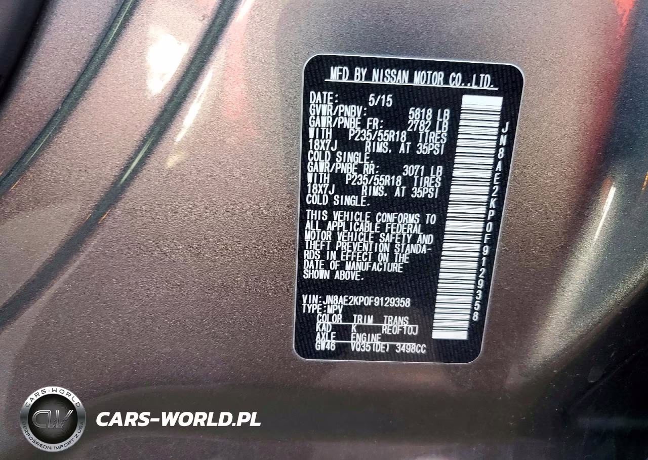 2015 Nissan Quest 3.5 Sl VIN:JN8AE2KP0F9129358 - 13