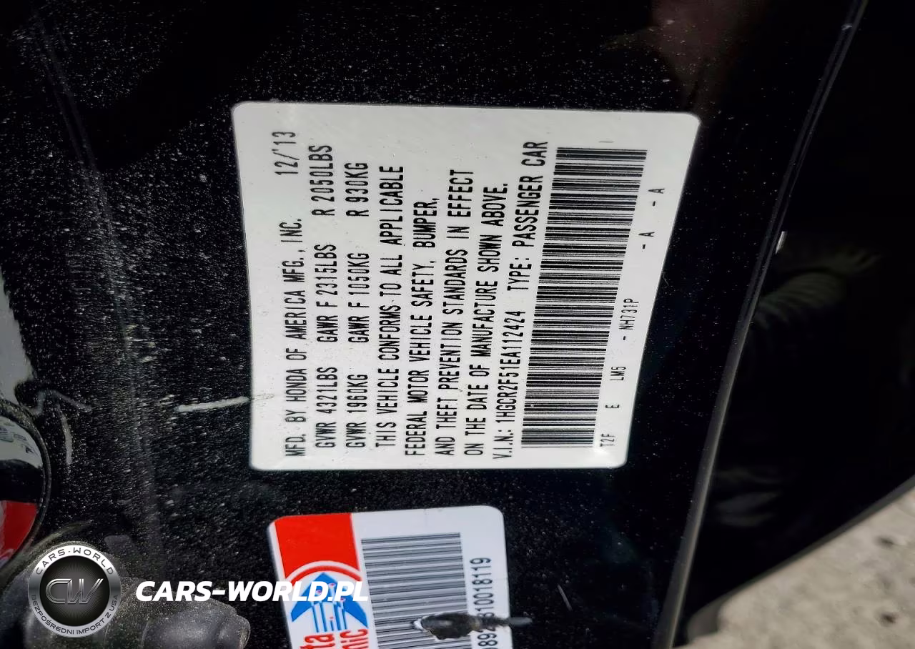 2014 Honda Accord Sport VIN:1HGCR2F51EA112424 - 12