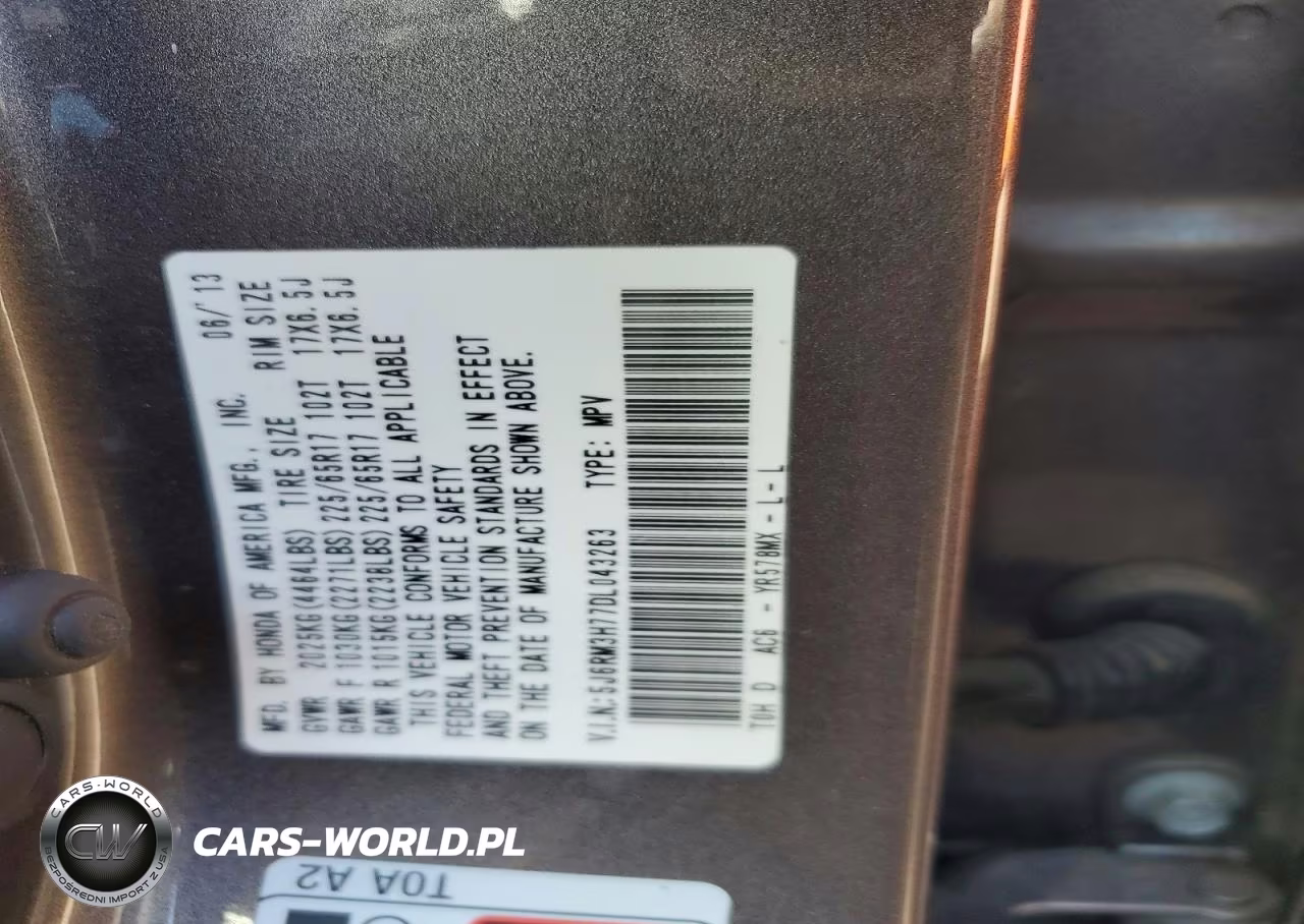 2013 Honda Cr-V Exl VIN:5J6RM3H77DL043263 - 14