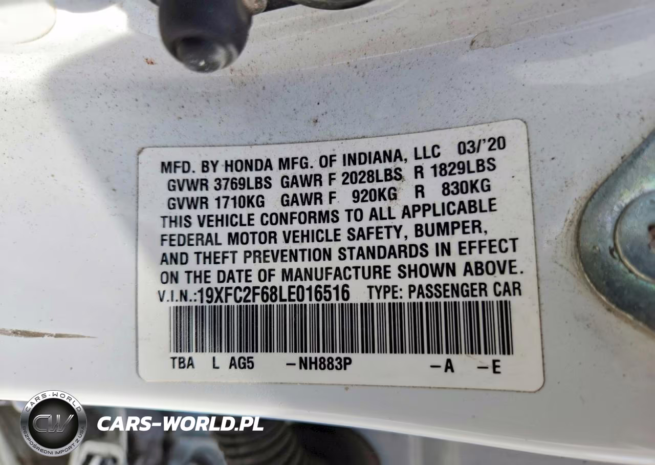 2020 Honda Civic Lx VIN:19XFC2F68LE016516 - 12