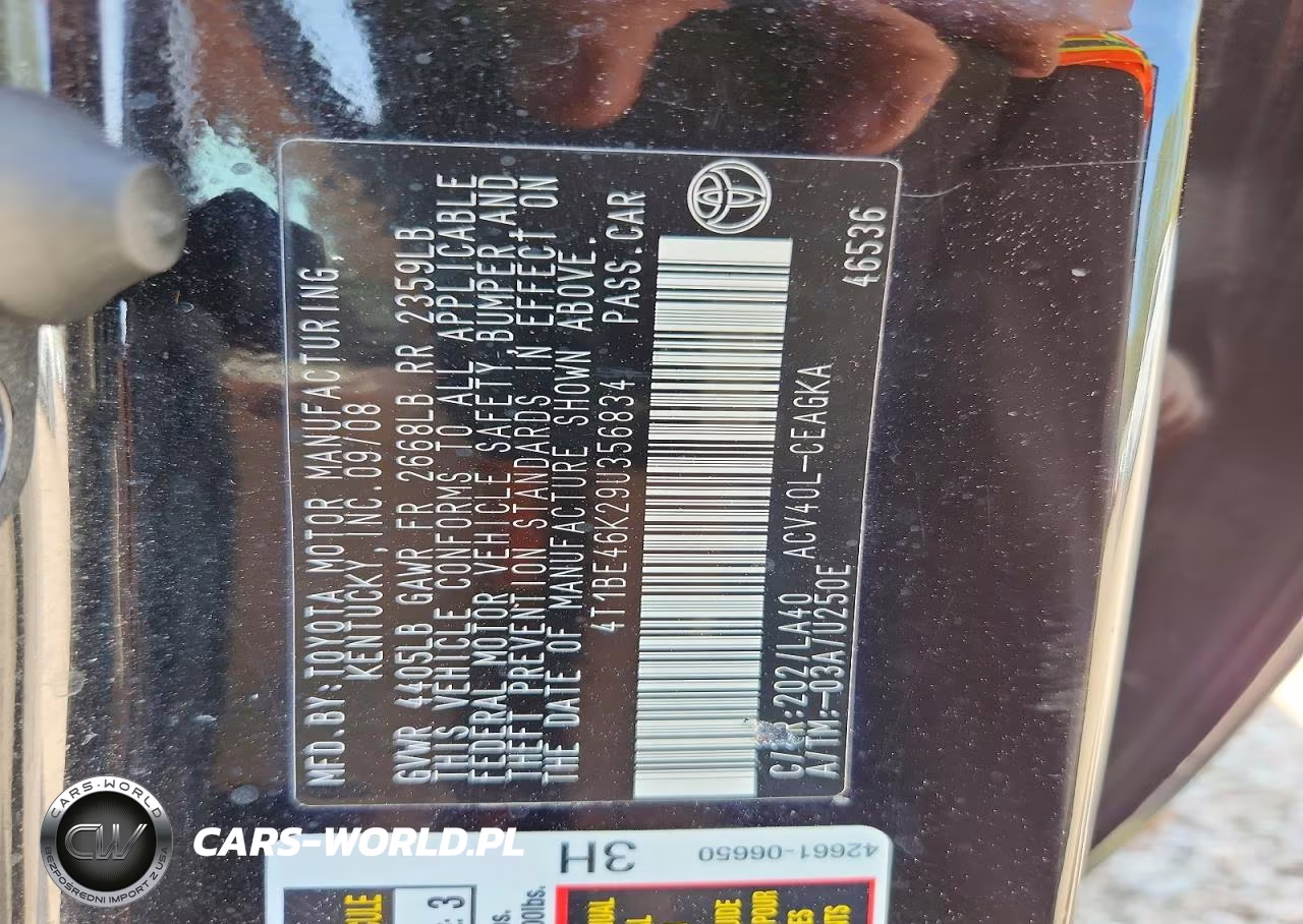 2009 Toyota Camry Xle VIN:4T1BE46K29U356834 - 12