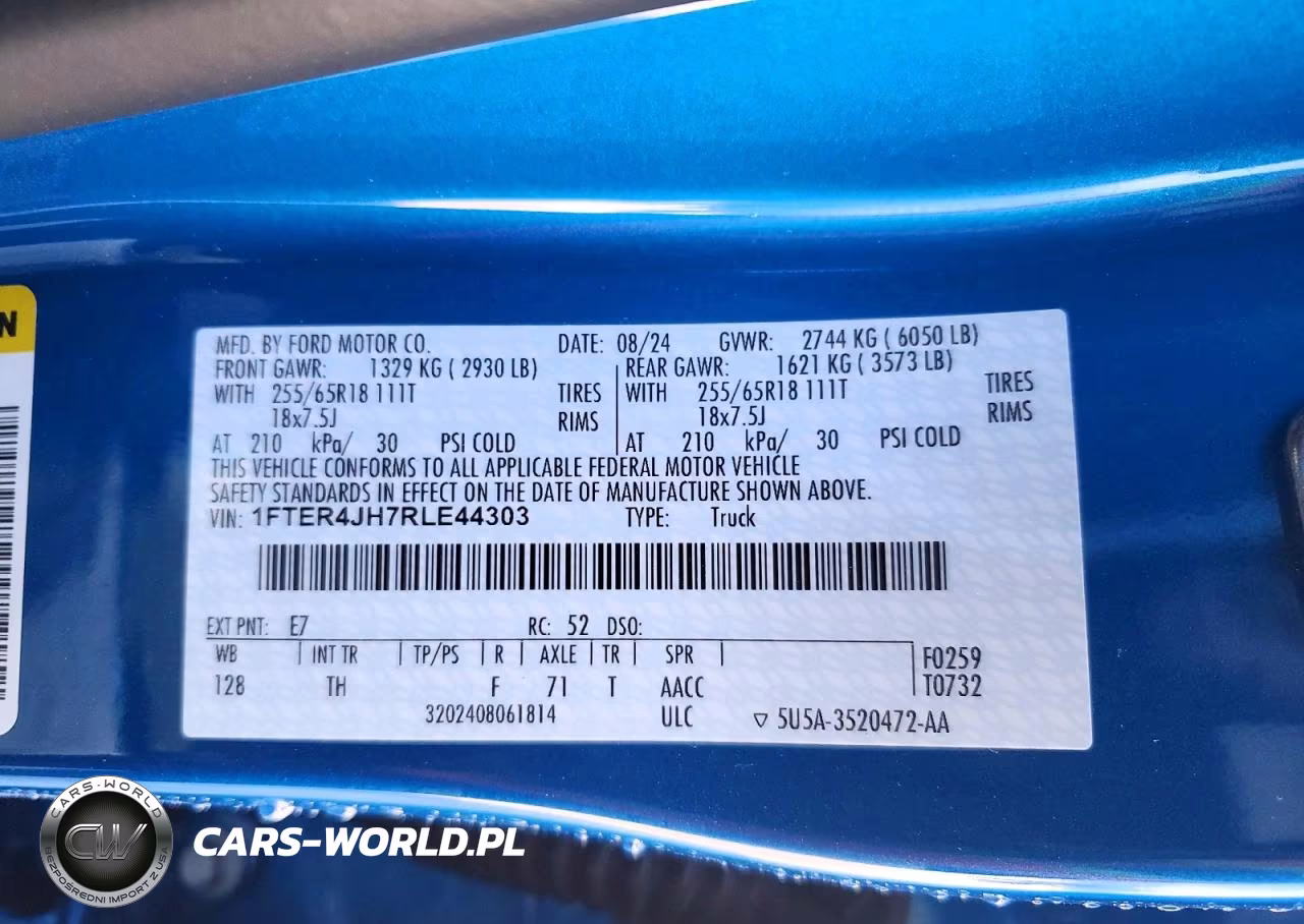 2024 Ford Ranger Lariat VIN:1FTER4JH7RLE44303 - 12