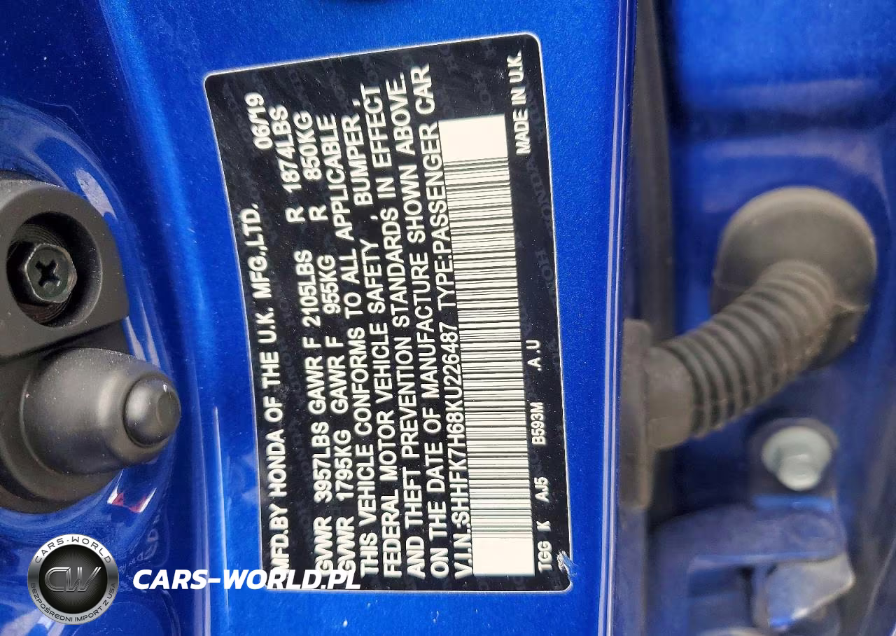 2019 Honda Civic Ex VIN:SHHFK7H68KU226487 - 12