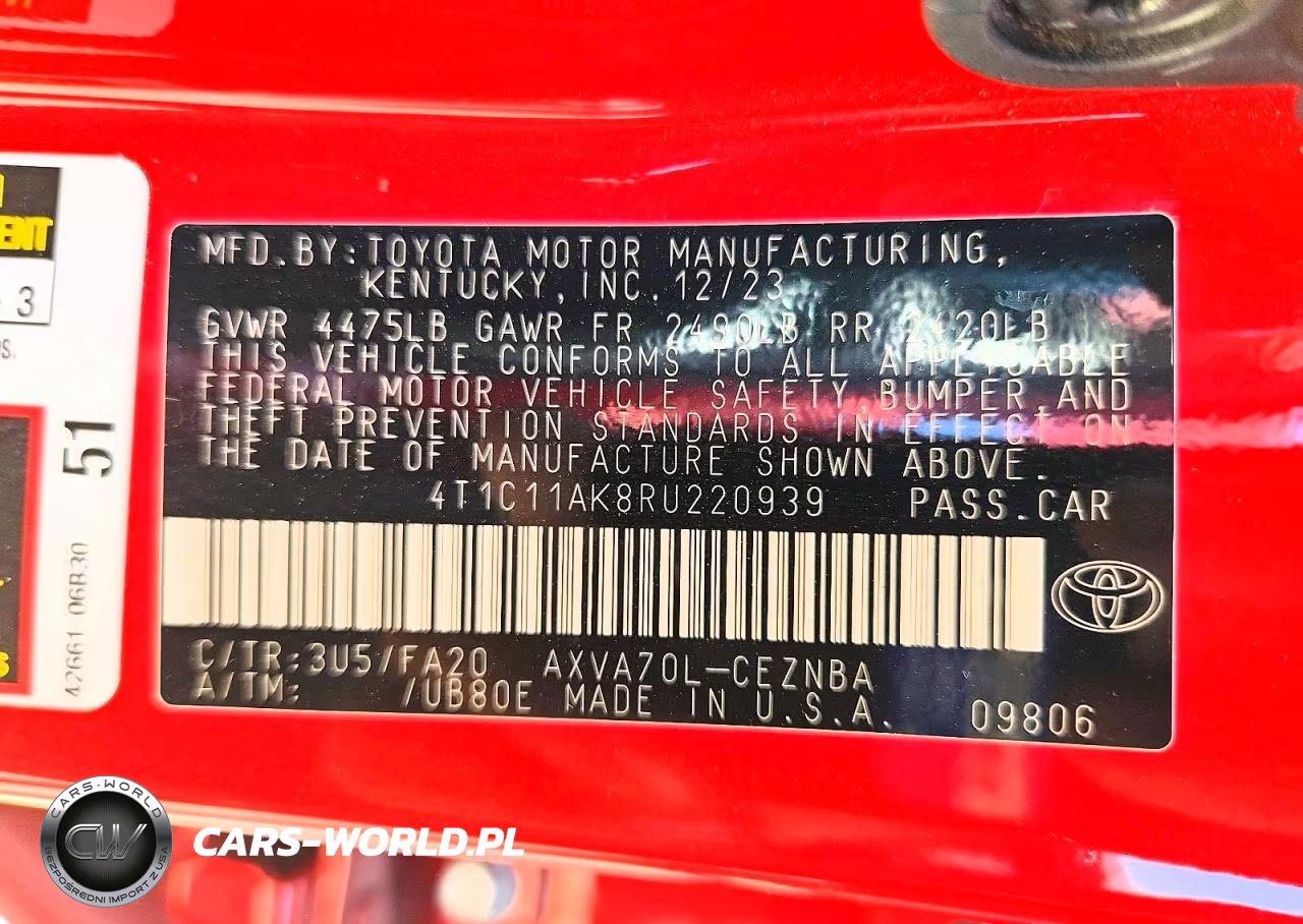 2024 Toyota Camry Le VIN:4T1C11AK8RU220939 - 12