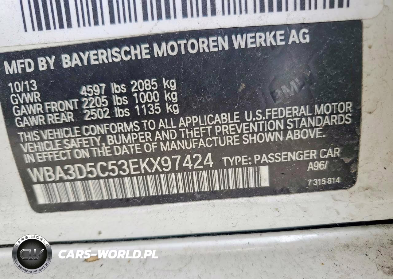 2014 BMW 328 D xDrive VIN:WBA3D5C53EKX97424 - 12