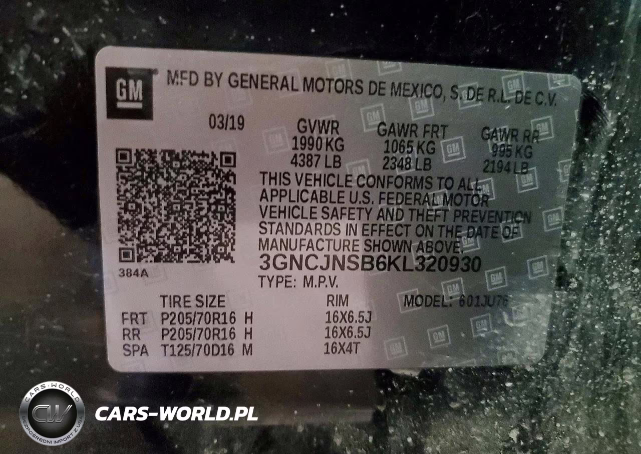 2019 Chevrolet Trax Ls VIN:3GNCJNSB6KL320930 - 12