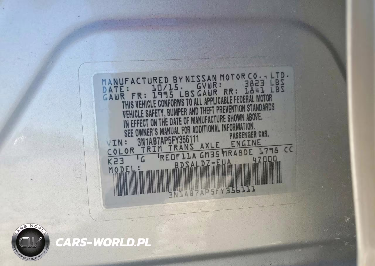 2015 Nissan Sentra Sv VIN:3N1AB7AP5FY356111 - 12