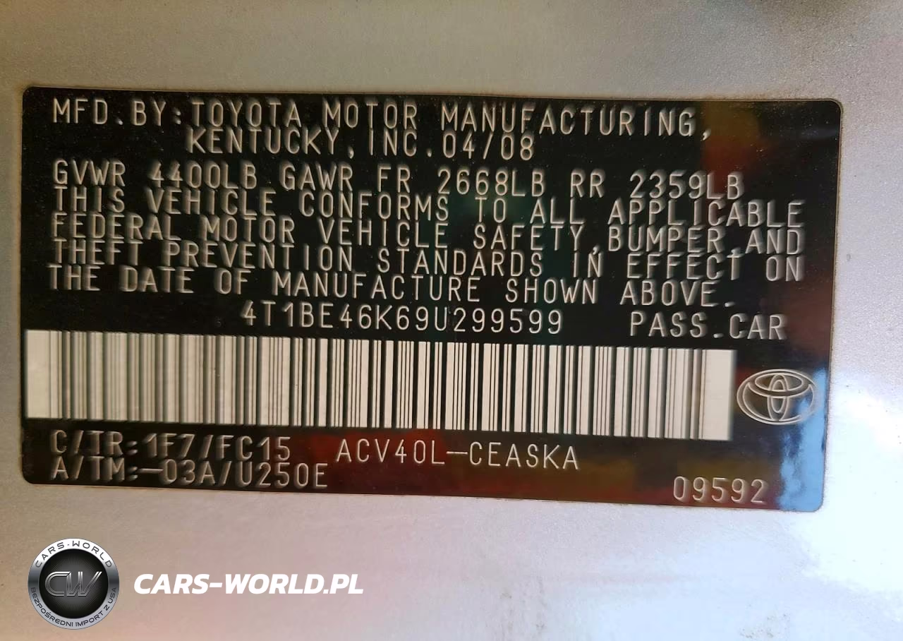 2009 Toyota Camry Se VIN:4T1BE46K69U299599 - 12