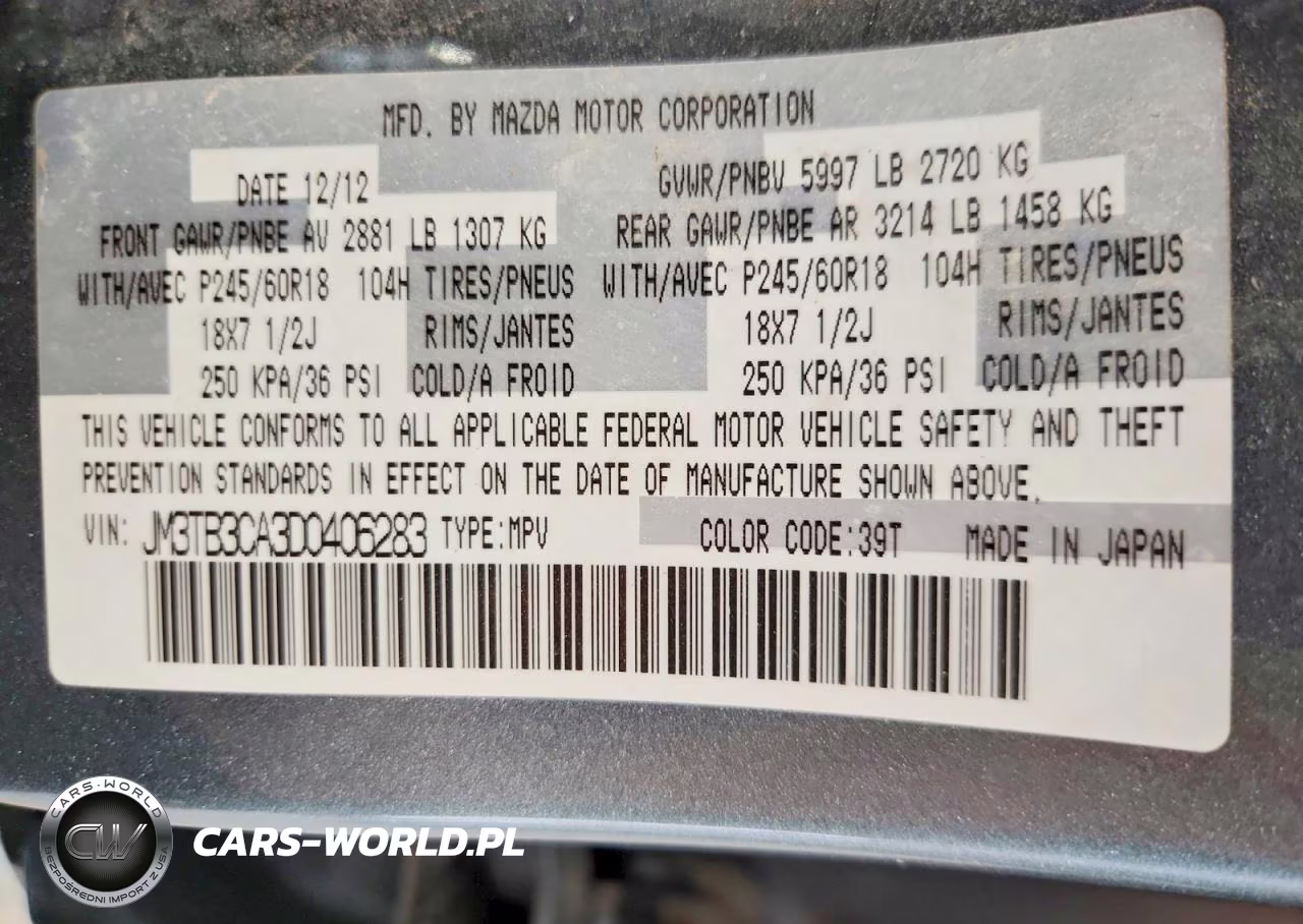 2013 Mazda Cx-9 Touring VIN:JM3TB3CA3D0406283 - 13