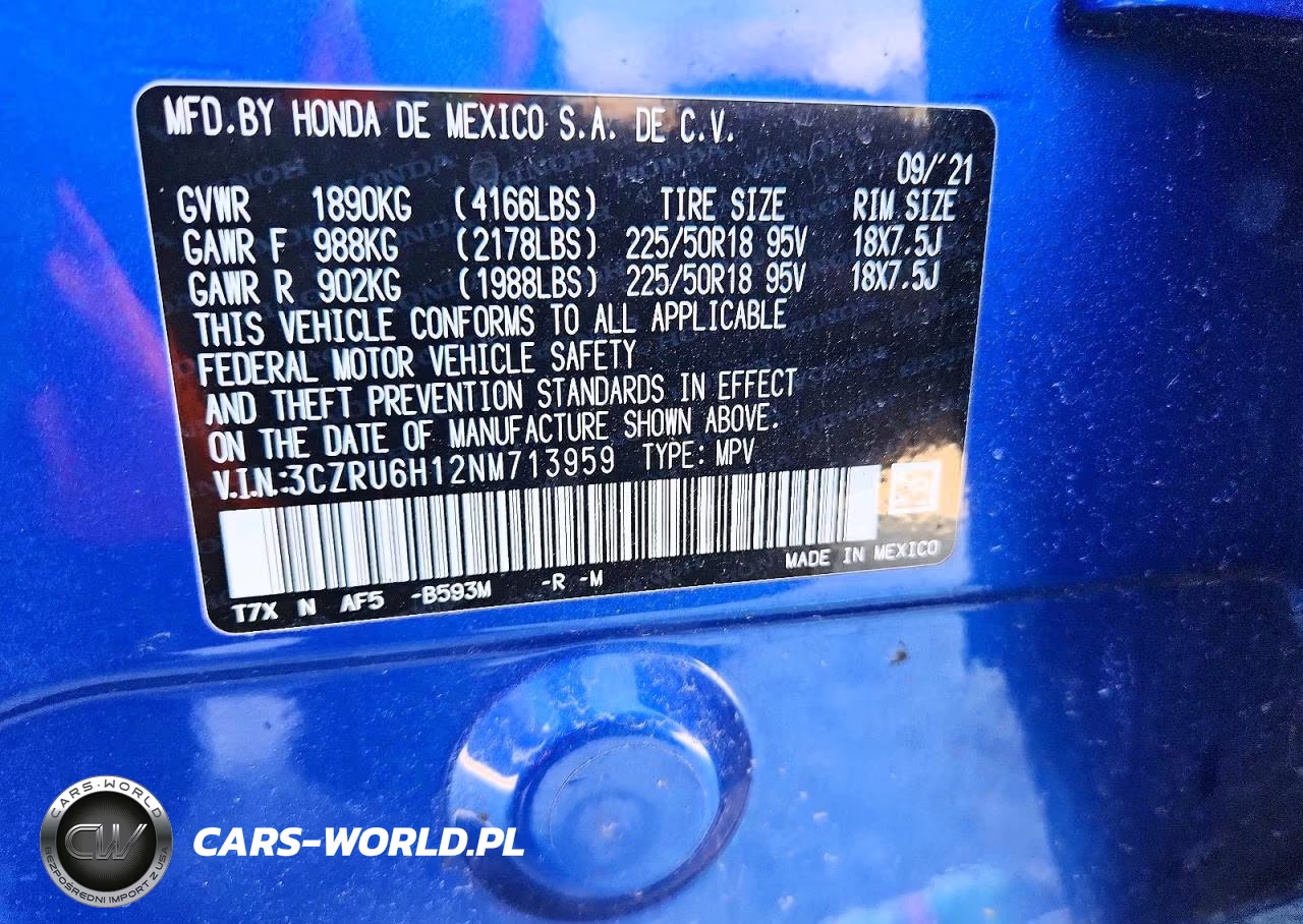 2022 Honda Hr-V Sport VIN:3CZRU6H12NM713959 - 13