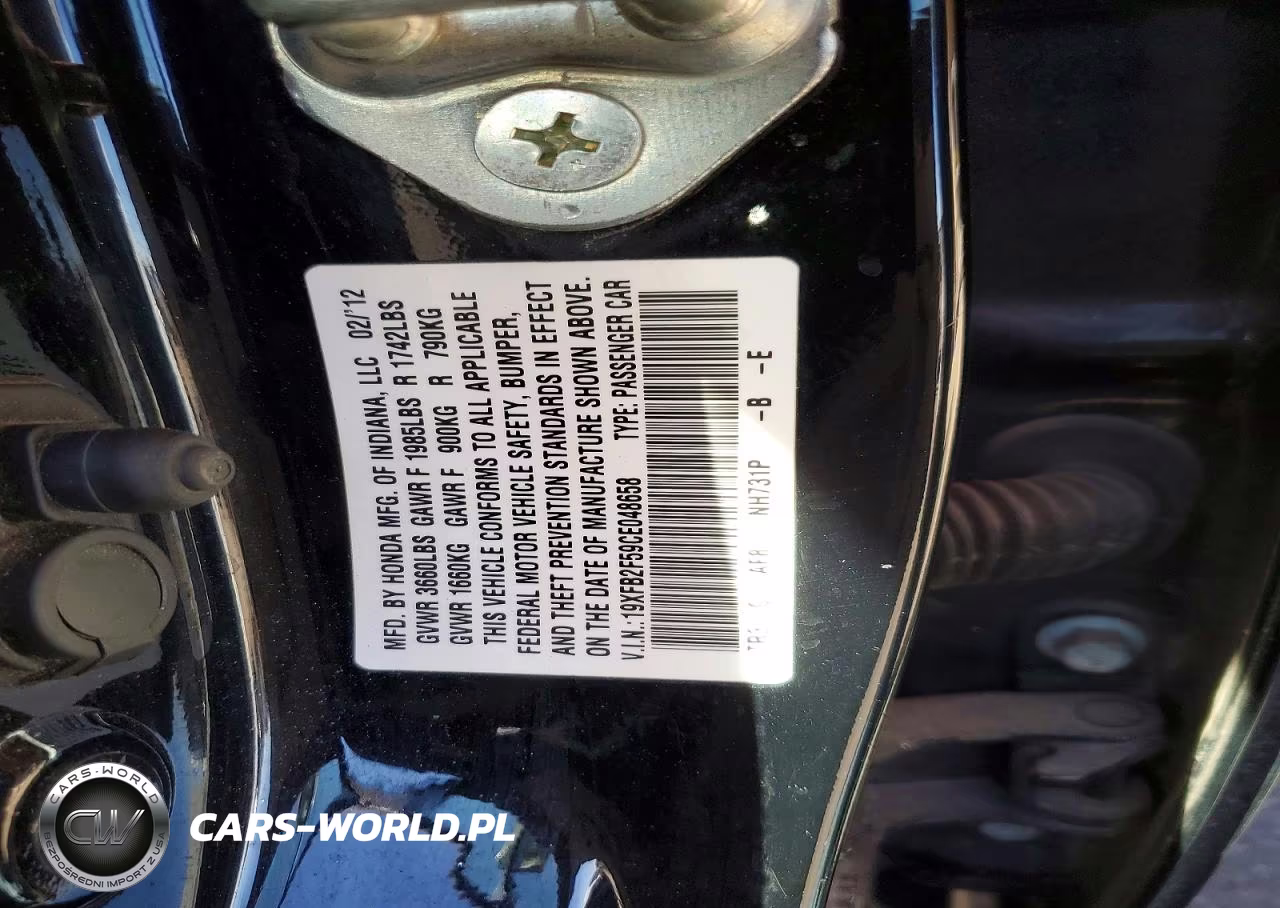 2012 Honda Civic Lx VIN:19XFB2F59CE048658 - 12