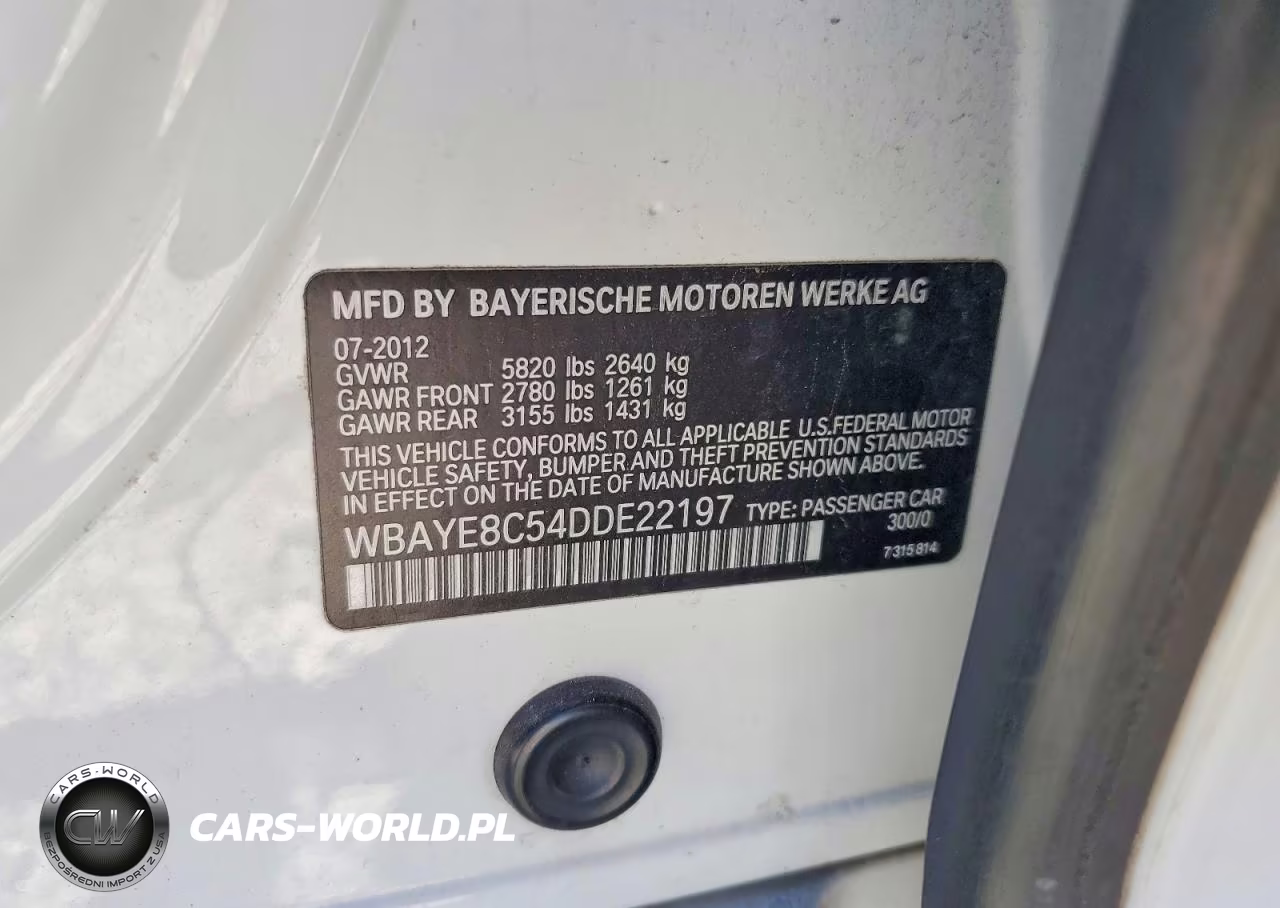 2013 BMW 750 Li VIN:WBAYE8C54DDE22197 - 12