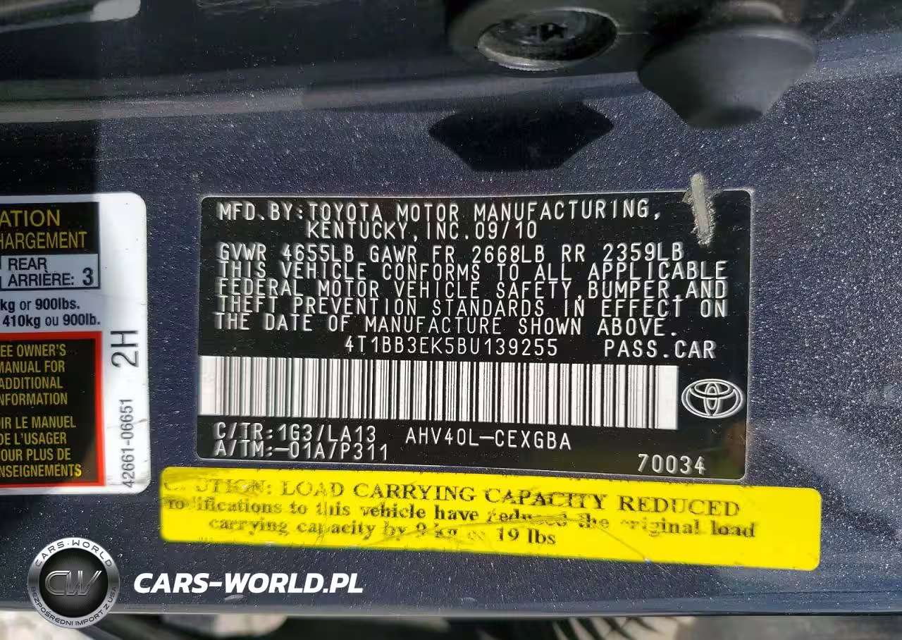 2011 Toyota Camry Hybrid Base VIN:4T1BB3EK5BU139255 - 12