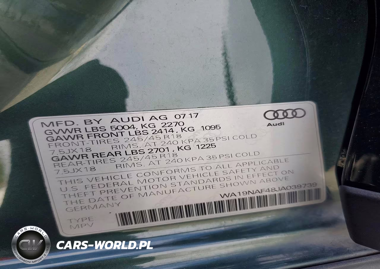2018 Audi A4 Allroad Prestige VIN:WA19NAF48JA039739 - 13